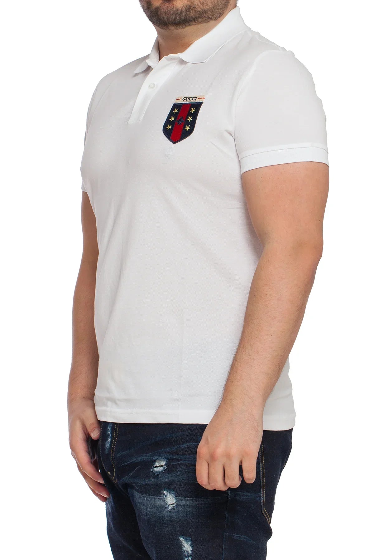 Gucci Men's Polo Shirt In White Slim Fit Size Outlet Collection 2023